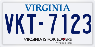 VA license plate VKT7123