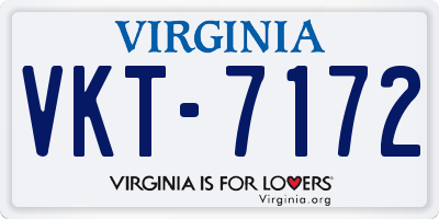 VA license plate VKT7172