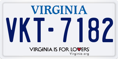 VA license plate VKT7182