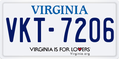 VA license plate VKT7206