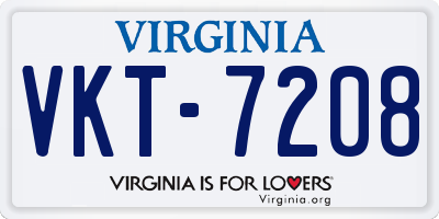 VA license plate VKT7208