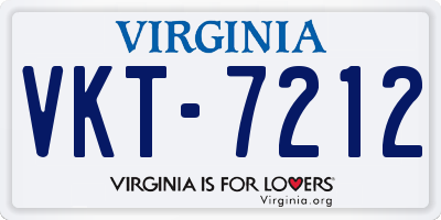 VA license plate VKT7212