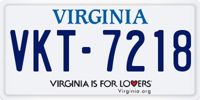VA license plate VKT7218