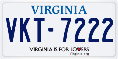 VA license plate VKT7222