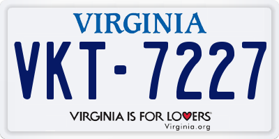 VA license plate VKT7227