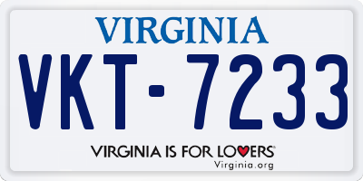 VA license plate VKT7233