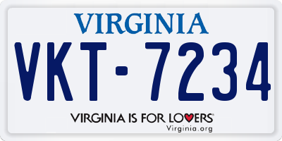 VA license plate VKT7234