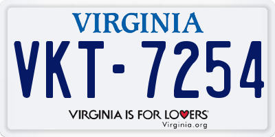 VA license plate VKT7254