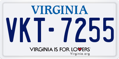 VA license plate VKT7255