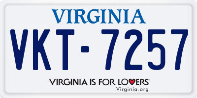 VA license plate VKT7257
