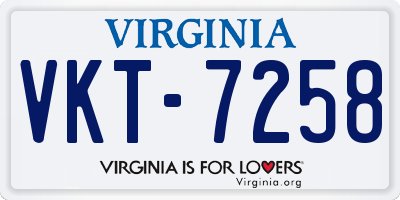 VA license plate VKT7258