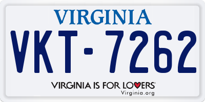 VA license plate VKT7262