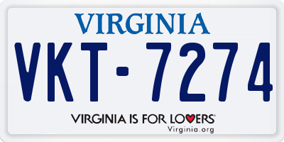 VA license plate VKT7274