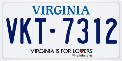 VA license plate VKT7312