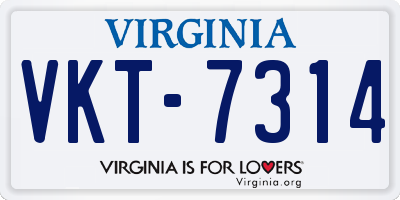 VA license plate VKT7314