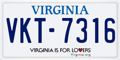 VA license plate VKT7316