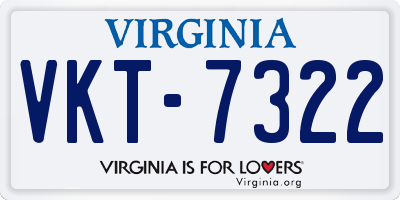 VA license plate VKT7322