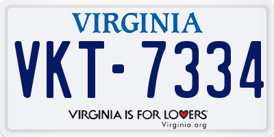 VA license plate VKT7334