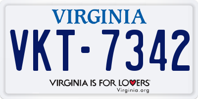 VA license plate VKT7342