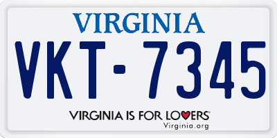 VA license plate VKT7345