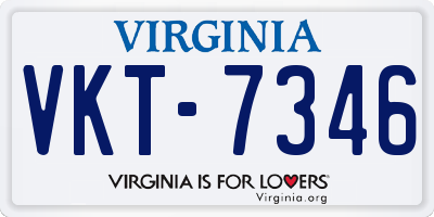 VA license plate VKT7346