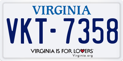 VA license plate VKT7358