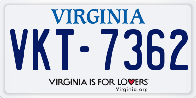 VA license plate VKT7362