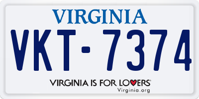 VA license plate VKT7374