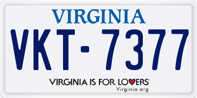 VA license plate VKT7377