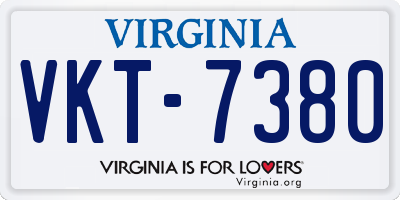 VA license plate VKT7380