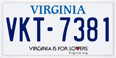 VA license plate VKT7381