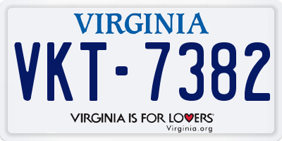 VA license plate VKT7382