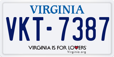 VA license plate VKT7387