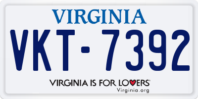 VA license plate VKT7392