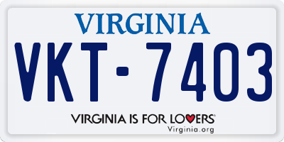 VA license plate VKT7403