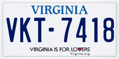 VA license plate VKT7418