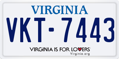 VA license plate VKT7443