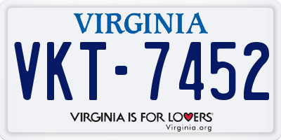 VA license plate VKT7452