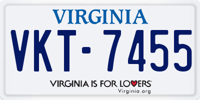 VA license plate VKT7455