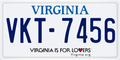 VA license plate VKT7456
