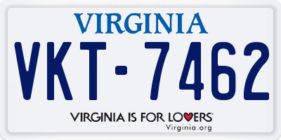 VA license plate VKT7462
