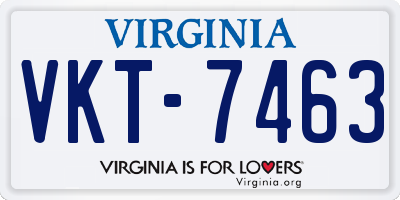 VA license plate VKT7463