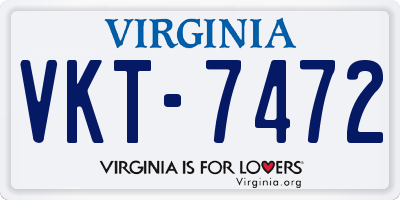 VA license plate VKT7472