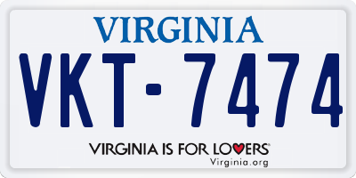 VA license plate VKT7474