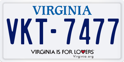 VA license plate VKT7477