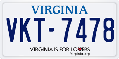VA license plate VKT7478