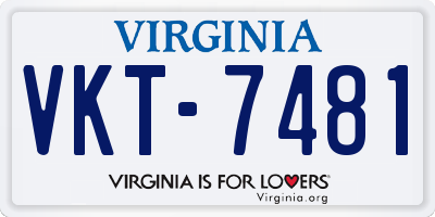 VA license plate VKT7481