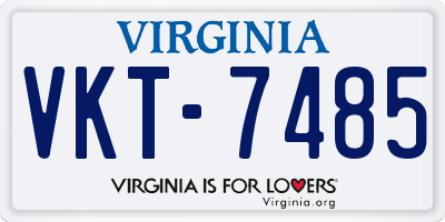 VA license plate VKT7485