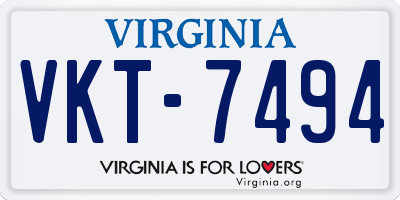 VA license plate VKT7494