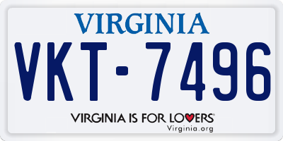 VA license plate VKT7496